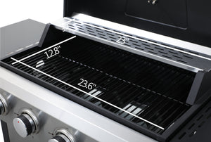 4-Burner Propane Gas BBQ Grill with Stainless Steel and Enamel Grids