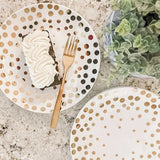 Echo 4 Piece Gold-Polka Dot Coupe Accent Plate Set