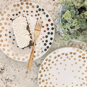Echo-4-Piece-Gold-Polka-Dot-Coupe-Accent-Plate-Set-Plates