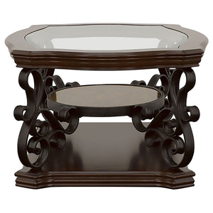 Laney 1-shelf Glass Top Rectangular Coffee Table Deep Merlot