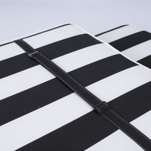 2-Piece Outdoor Chaise Lounge Chair Cushion Set – Black/White Stripe