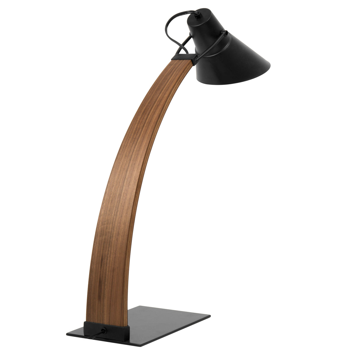 Noah Mid-Century Modern Table Lamp in Walnut and Black