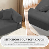 Spring Sofa with High-Quality FabricPillows & Storage - Gray