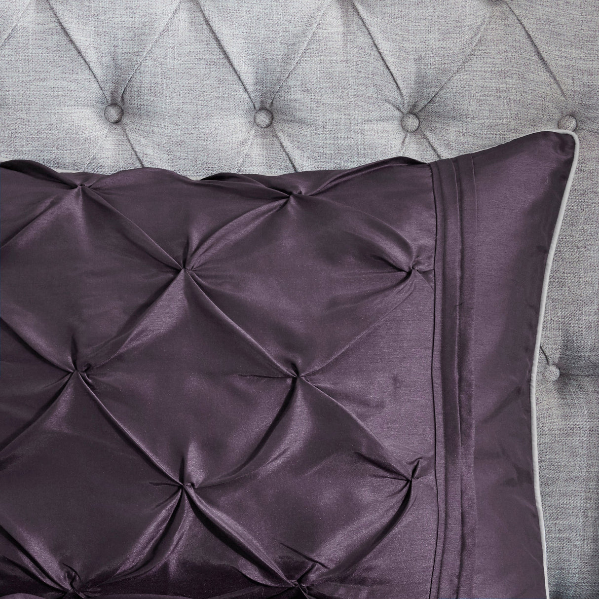 7-Piece Queen 100% Polyester Pieced Pleated Tufted Comforter Set