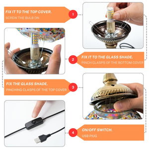 Handmade Turkish Mosaic Lamp – Dimmable Glass Pumpkin Night Light for Bedroom