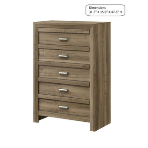 5 Drawer Storage Chest With Pulls - Light Brown