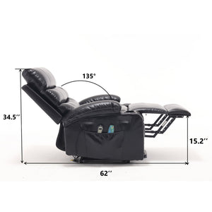 Large Size Electric Power Lift Recliner Chair Sofa With 8 Point Vibration Massage And Lumbar Heat