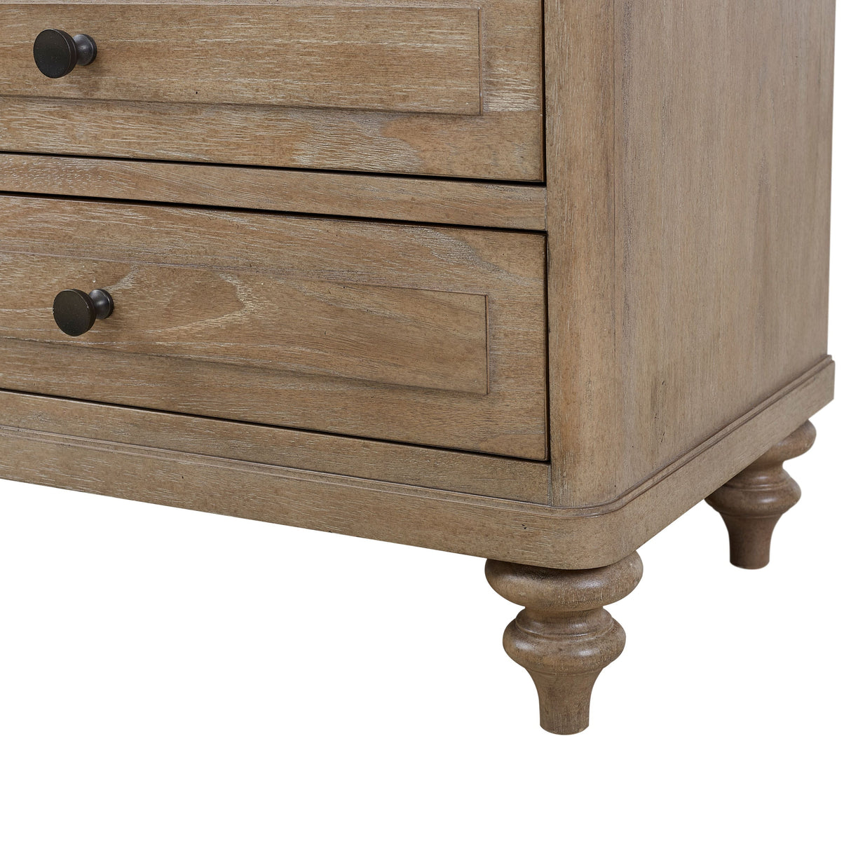 Solid Wood Nightstand with 3 Drawers