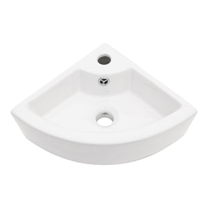 Triangle Porcelain Wall Mount Vessel Sink with Overflow - White