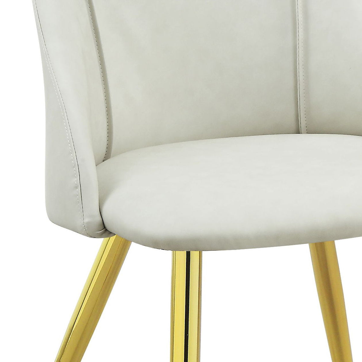 White Synthetic Leather Side Chair Set of 2 with Chrome Legs