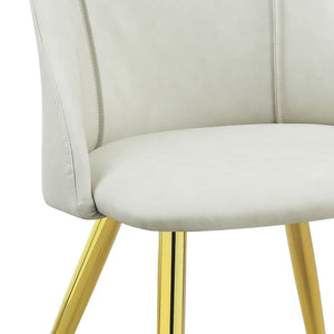 White Synthetic Leather Side Chair Set of 2 with Chrome Legs