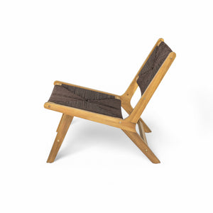 Acacia Wood Outdoor Armless Lounge Chair - Teak Set of 2