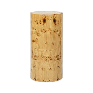 Nebula 29.5' Burl Accent Pillar Side Table, Warm Natural Brown Burl Wood