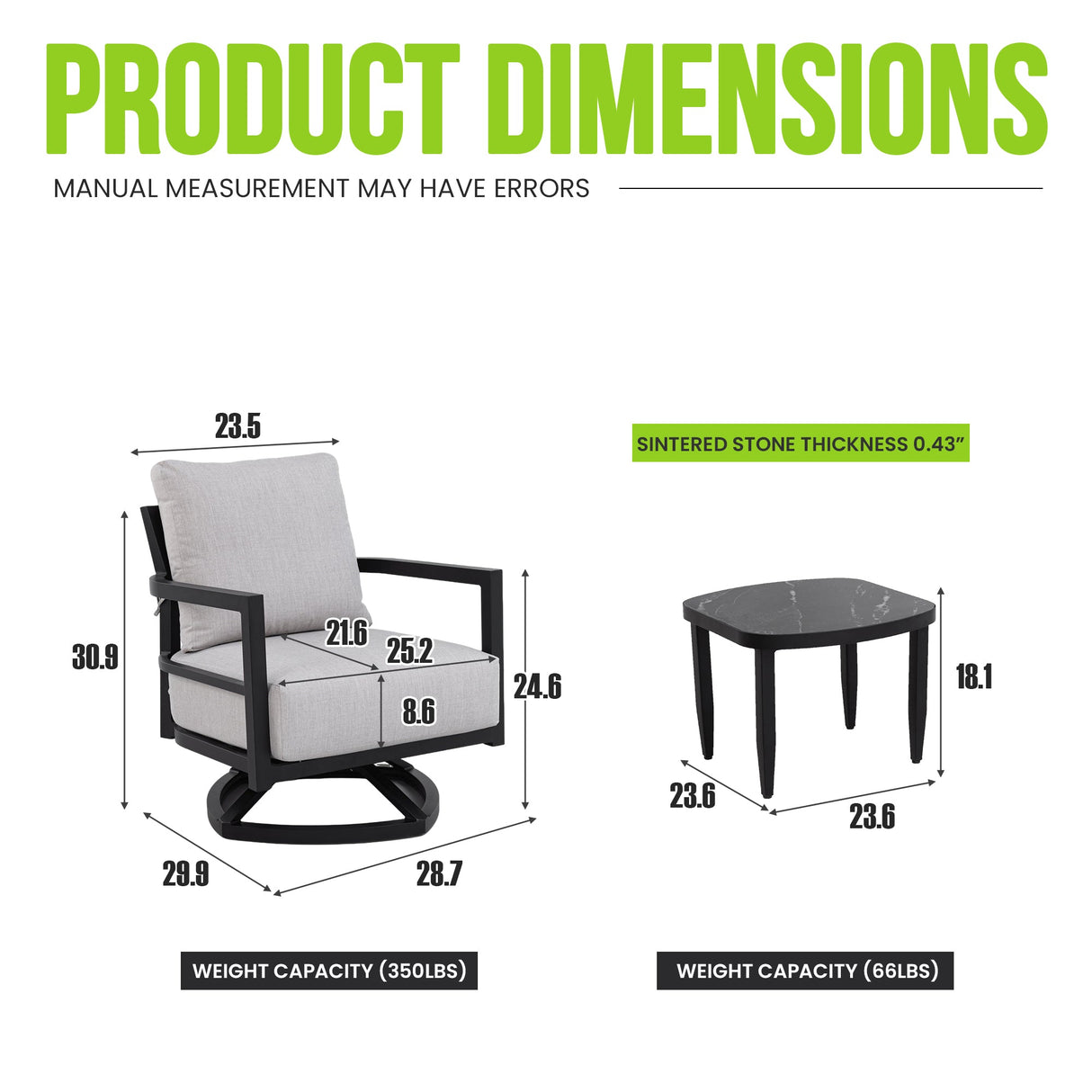 3PC Outdoor Aluminum Patio Furniture Set