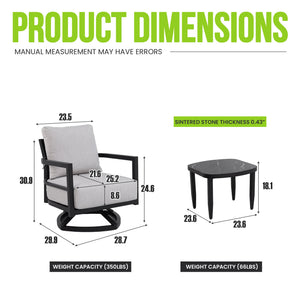3PC Outdoor Aluminum Patio Furniture Set