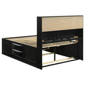 Briana Wood Queen Storage Bookcase Bed Black