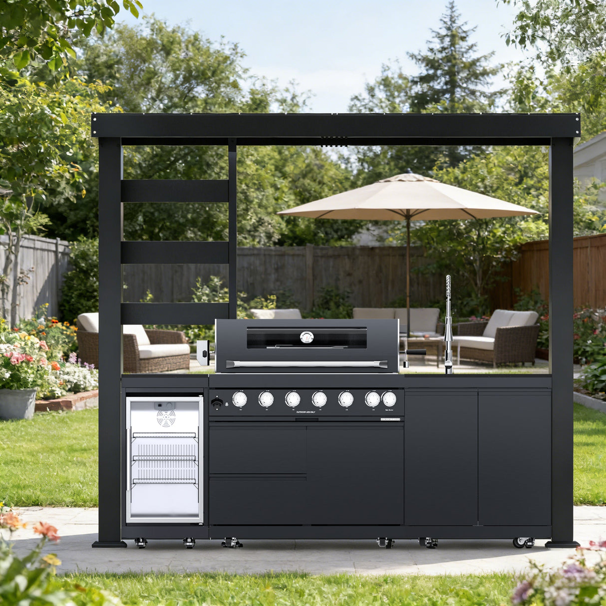 108-Inch 6-Burner Deluxe Outdoor Kitchen Grill