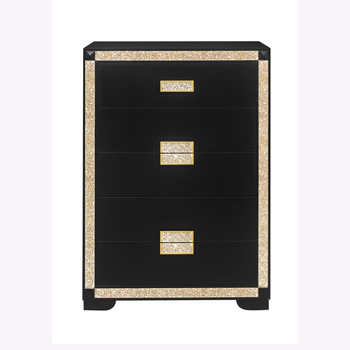 Lively - Chest With Glitter Detail And Thick Bar Handle Hardware - Black