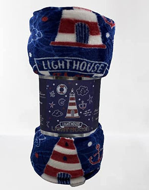 Faith, Hope, Love Home Decor The Shore Summertime Extra Soft Microplush Throw Blanket (50" X 60") - Lighthouse Blanket