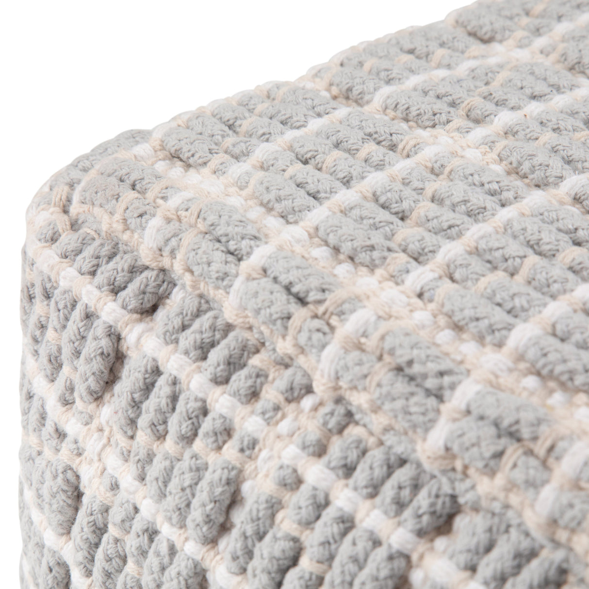 Noreen Square Pouf Light Blue White