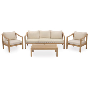 4-Piece Teak Finish Acacia Wood Outdoor Patio Set