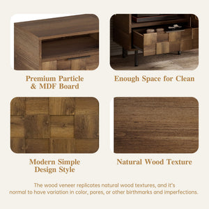TV Stand With 2 Drawers, Media Console Table For TVs Up To 85'' - Natural