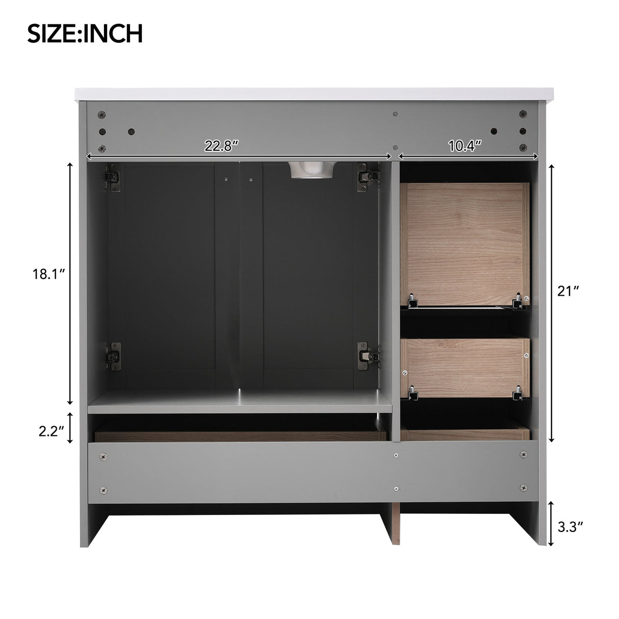 36 Inch Shaker Style Free-Standing Bathroom Vanity Cabinet with Sink