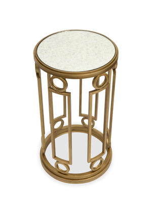 Lorena - Round Accent Table - Burnished Brass