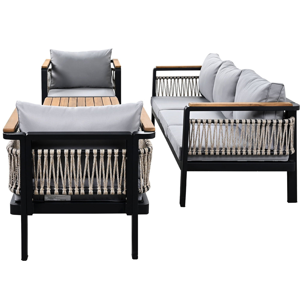4 Pieces Outdoor Sectional Sofa Set 5 Person Patio Seating Group Outdoor Conversation Set With Cushions And A Coffee Table For Patios