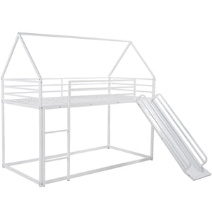 Twin Over Twin House Bunk Bed With Ladder And Slide