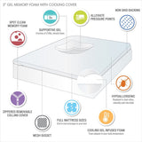 Hypoallergenic cooling gel memory foam mattress topper with removable cooling cover