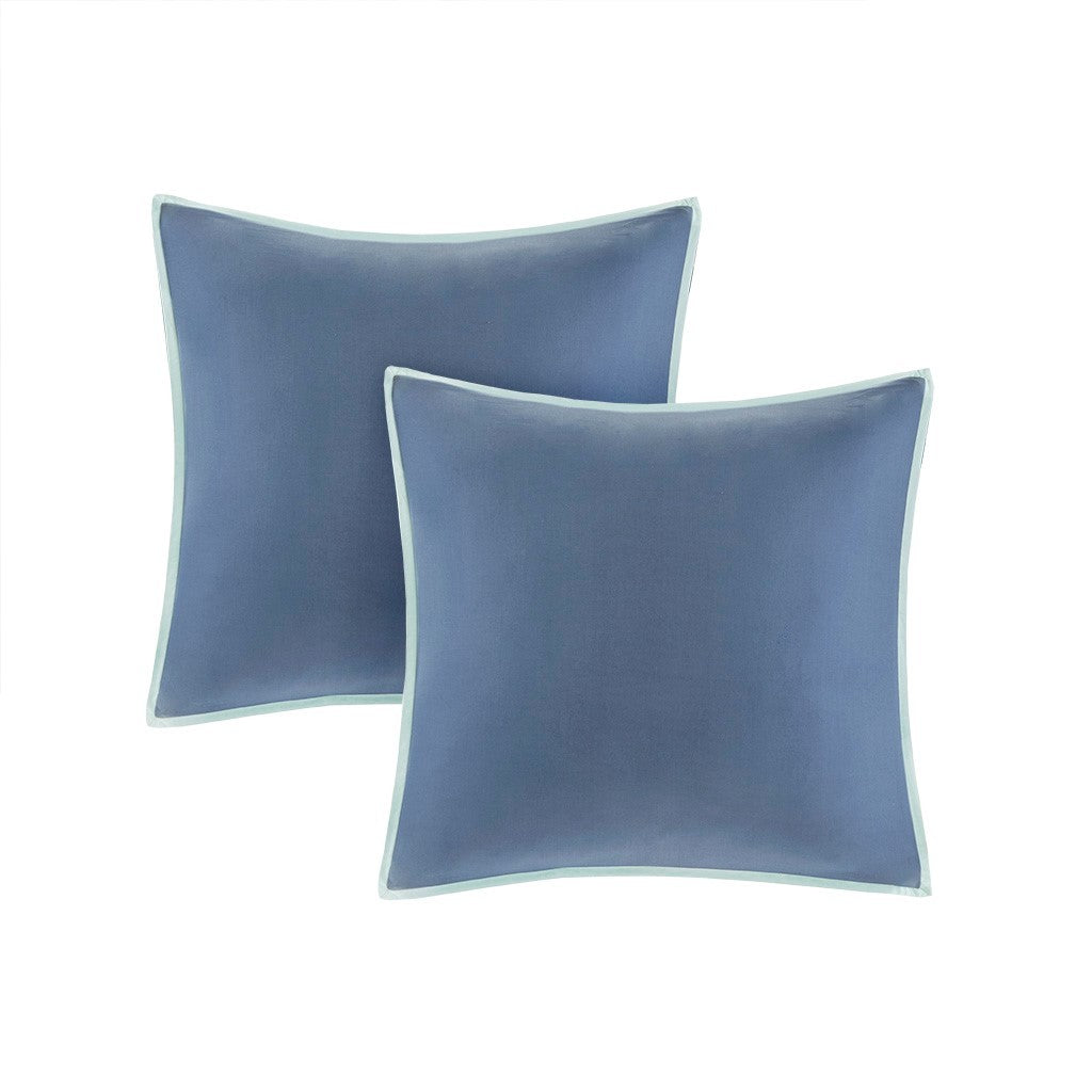 8 Piece Cotton Floral Printed Reversible Comforter Set Blue