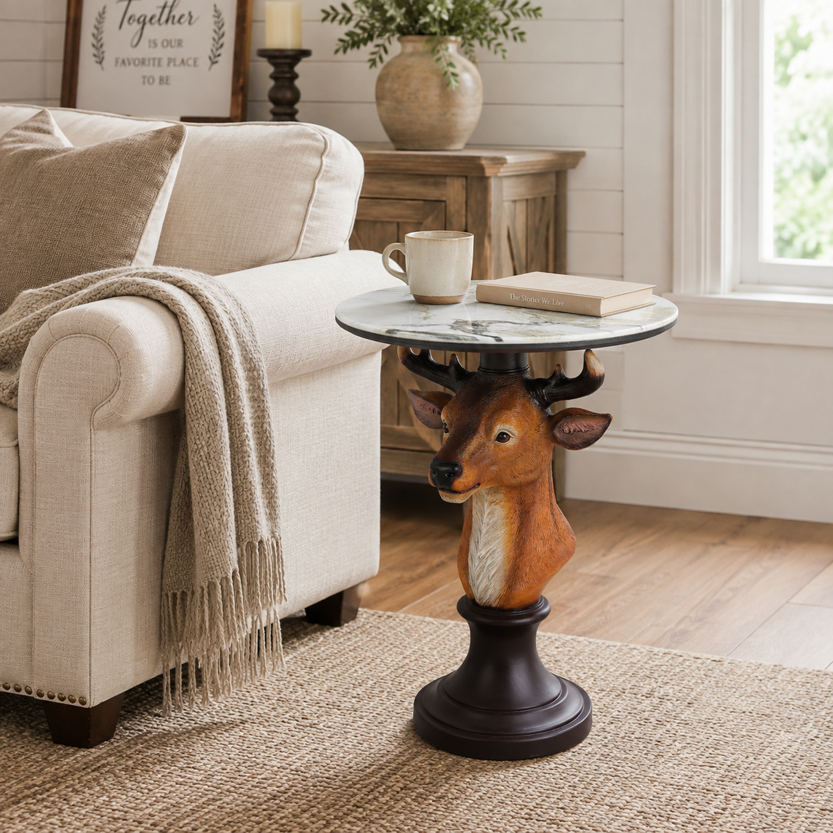 Deer Head Accent Table