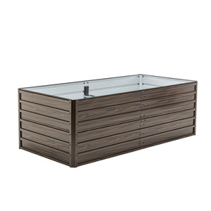 Walnut Raised Metal Garden Bed Kit with Safety Edging - 74.6" x 35.4" x 25"