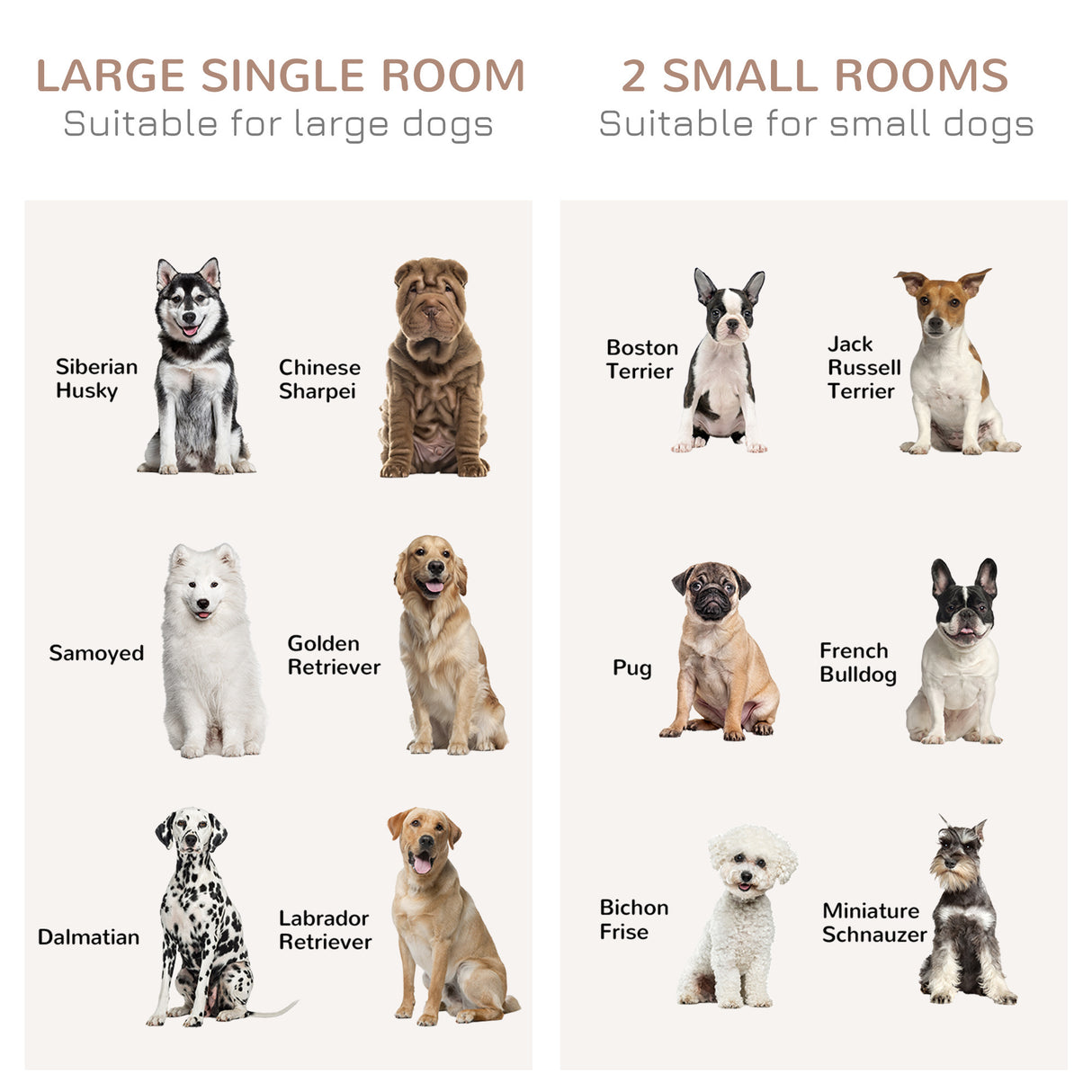 Dog Crate End Table for Small to Large Dogs, with Double Doors  and divider, 47"W x 23.5"D x 35"H, Oak