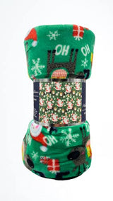 Decor&More Ho Ho Ho Merry Christmas Collection Microplush Holiday Throw Blanket (60" x 50") - Santa