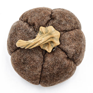 Set of 3 Plush Fabric Pumpkins in Brown