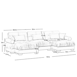 Oversized Modular Sectional Sofa with Movable Ottoman - Fabric, Multiple Colors