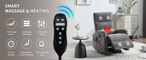 Heat Massage Manual Recliner Chair with Rocker and Swivel in Fabric