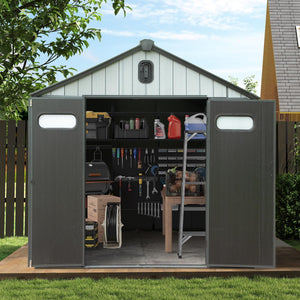 8x8FT Resin Outdoor Storage Shed with Lockable Door
