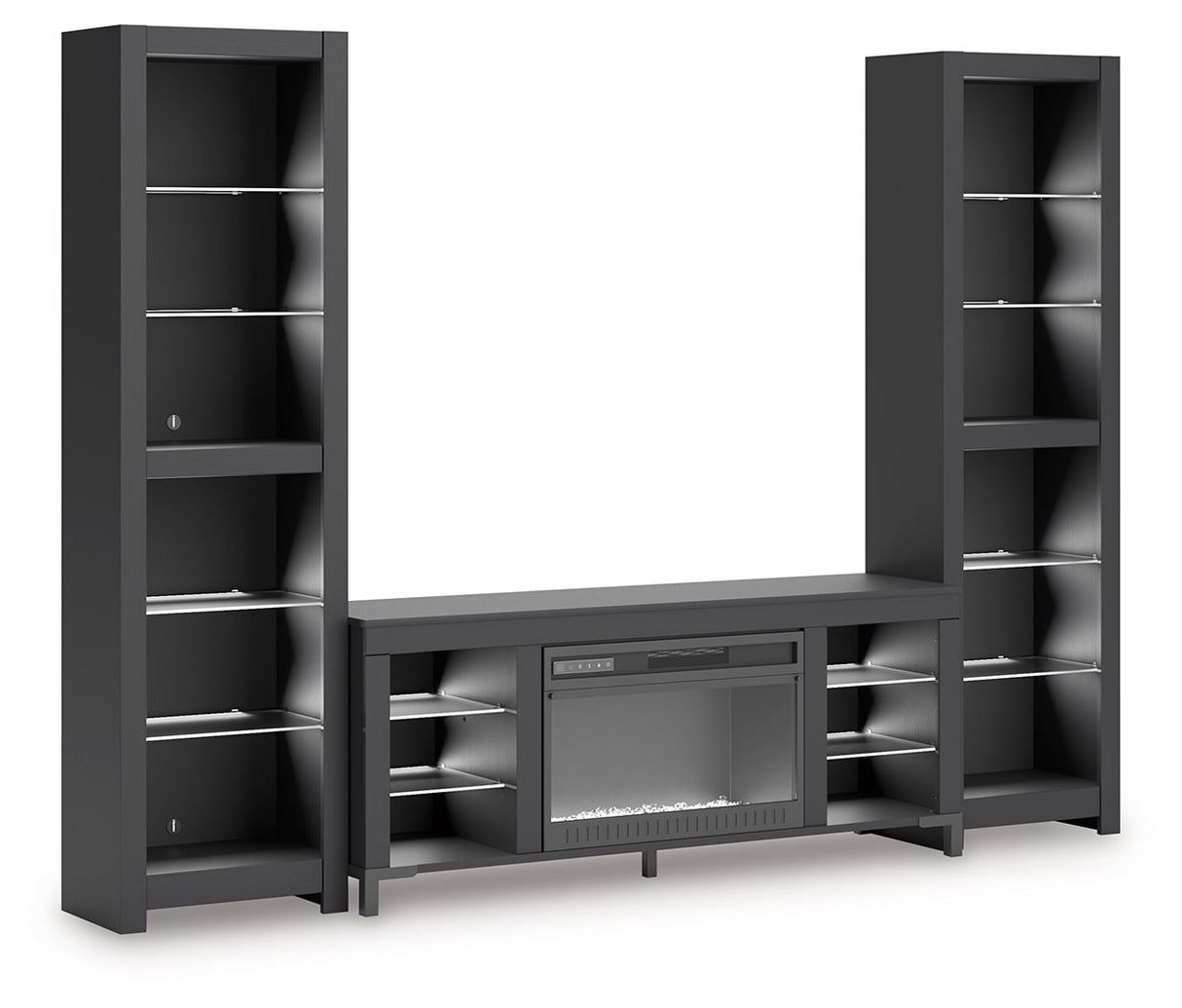 Cayberry - 3-Piece Entertainment Center With Electric Fireplace - Black