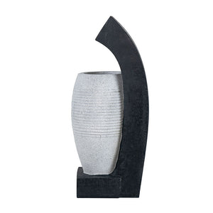 Water Fountain With Vase Design, With Light And Pump, For Indoor And Outdoor - Black / White