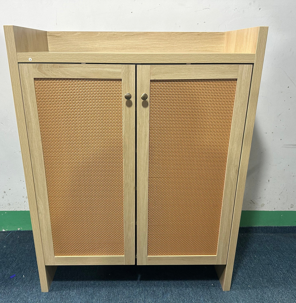 42.5" Tall Rattan Shoe Cabinet with Doors
