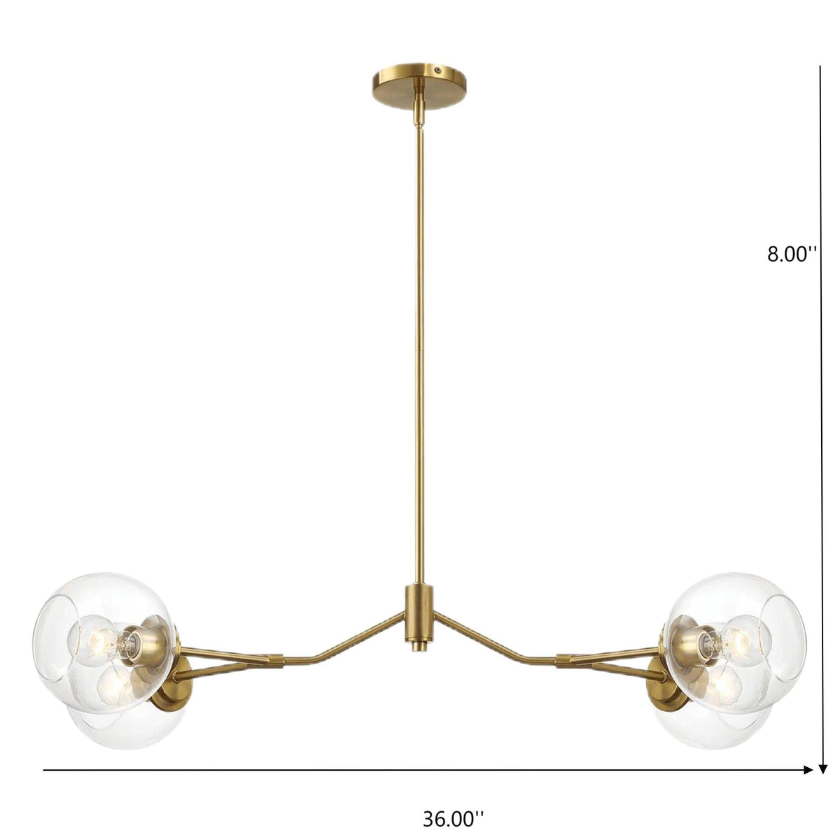 Jewel - 4 Lights Chandelier Ceiling Hanging Light Fixture - Clear / Gold