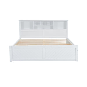 Platform Bed With Multi Storage Headboard, USB And Drawers