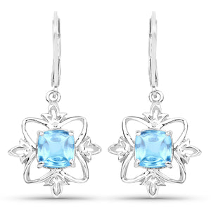 5.30 Carat Genuine Swiss Blue Topaz .925 Sterling Silver Earrings