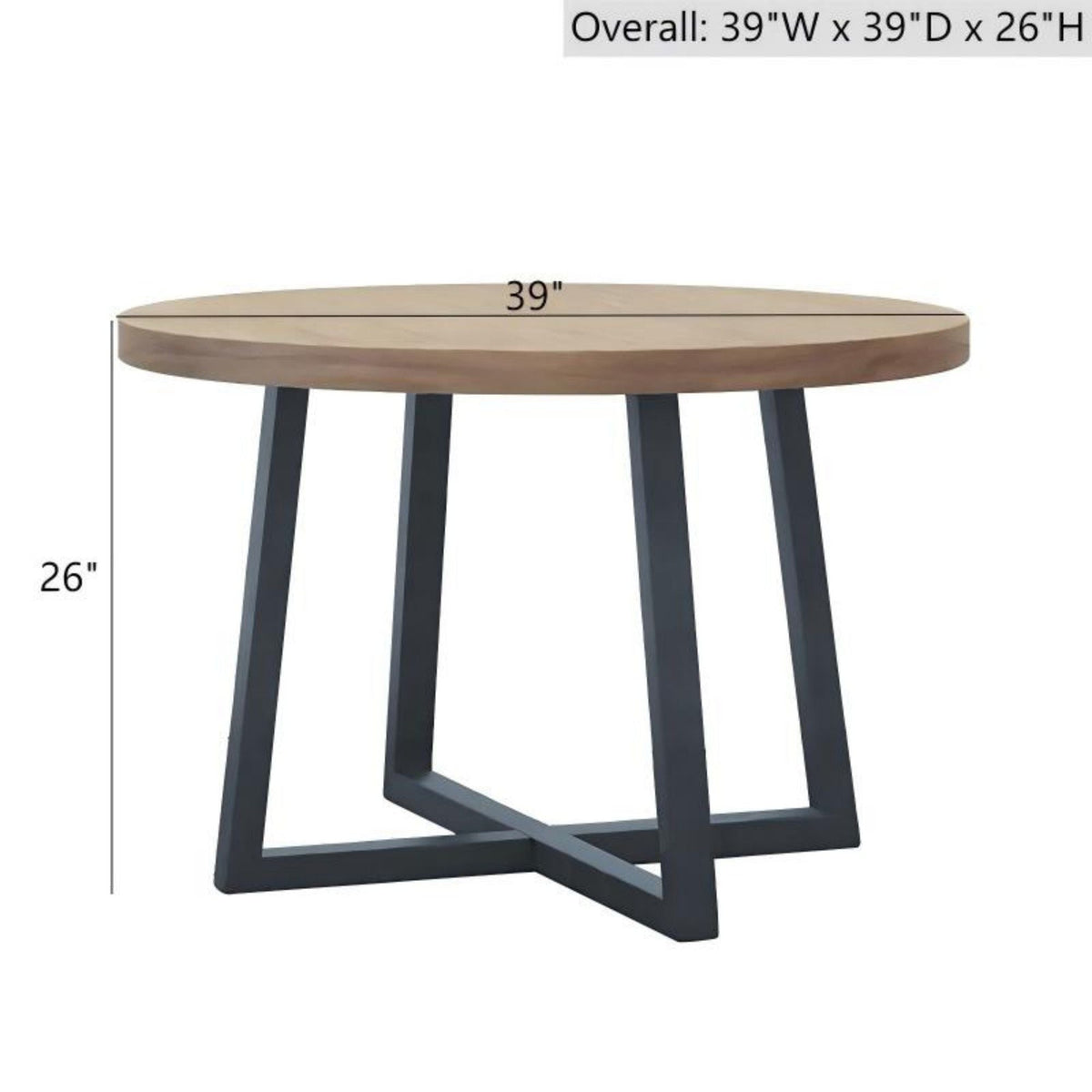 Round Dining Table With Wire Brushed Mindi Top And Mahogany Base - Wheat