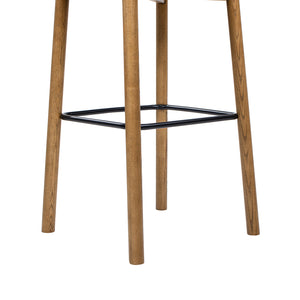 Modern Minimalist Low Back Barstool with Iron Footrest - Walnut