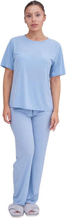 Talmont Women's Pajama 2-Piece Lounge Set, Short Sleeve Shirt & Pants, Silky Soft Sleepwear