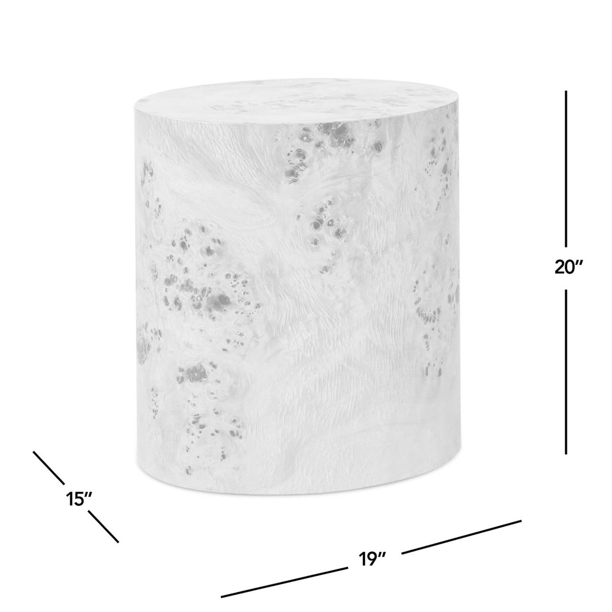Nebula 20' Accent Oval Pillar Side Table, Medium Brown Walnut Burl Wood